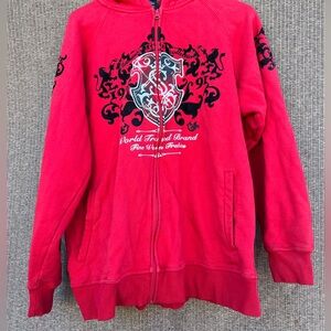 Southpole zip up hoodie L black graphics front and sleeves Vintage RARE Y2K